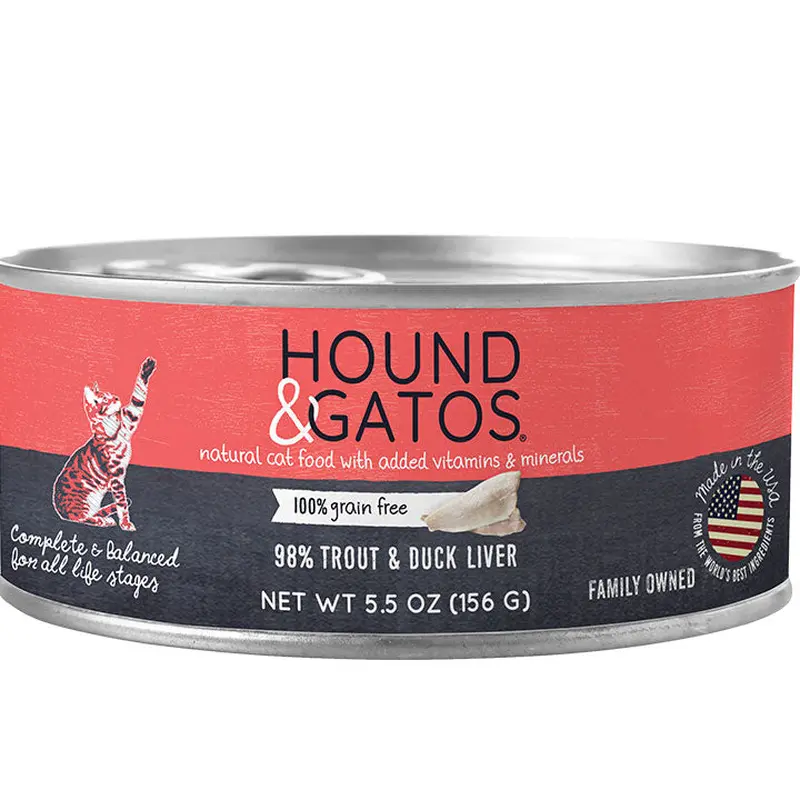 Hound & Gatos Cat Grain Free Trout Duck Liver 5.5oz 24 Pack