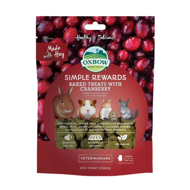 Oxbow Animal Health Simple Rewards Baked Small Animal Treats w/Cranberry 3oz