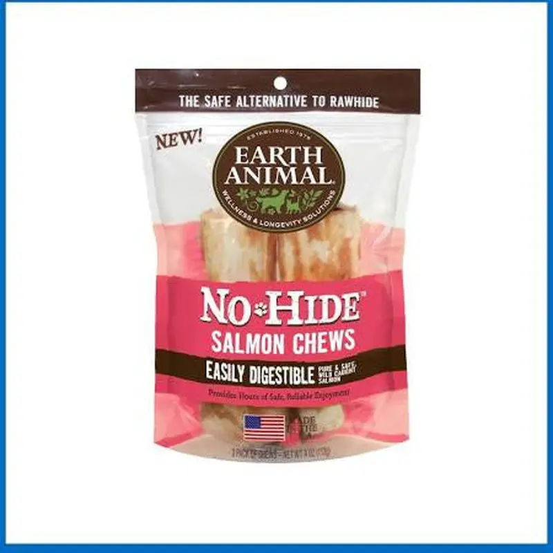 Earth Animal Dog No Hide Salmon 4in 2pk 