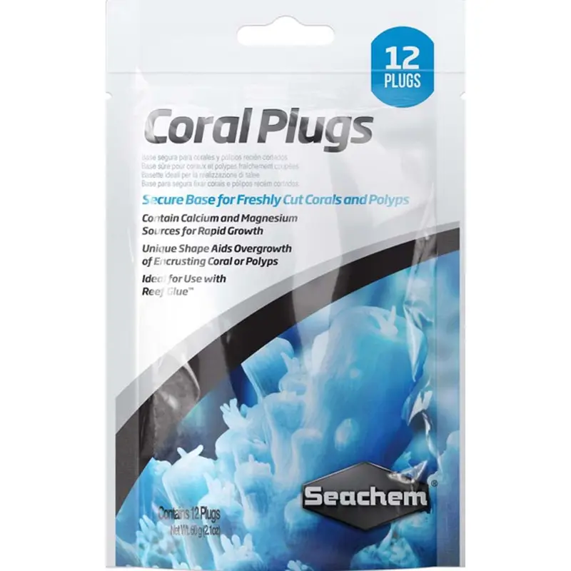 Seachem Coral Plugs Secure Base White 12 Pack
