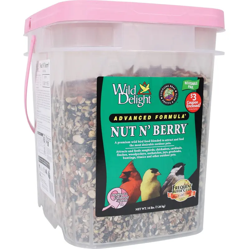 Wild Delight Nut N' Berry Pail Wild Bird Food, 16 lb