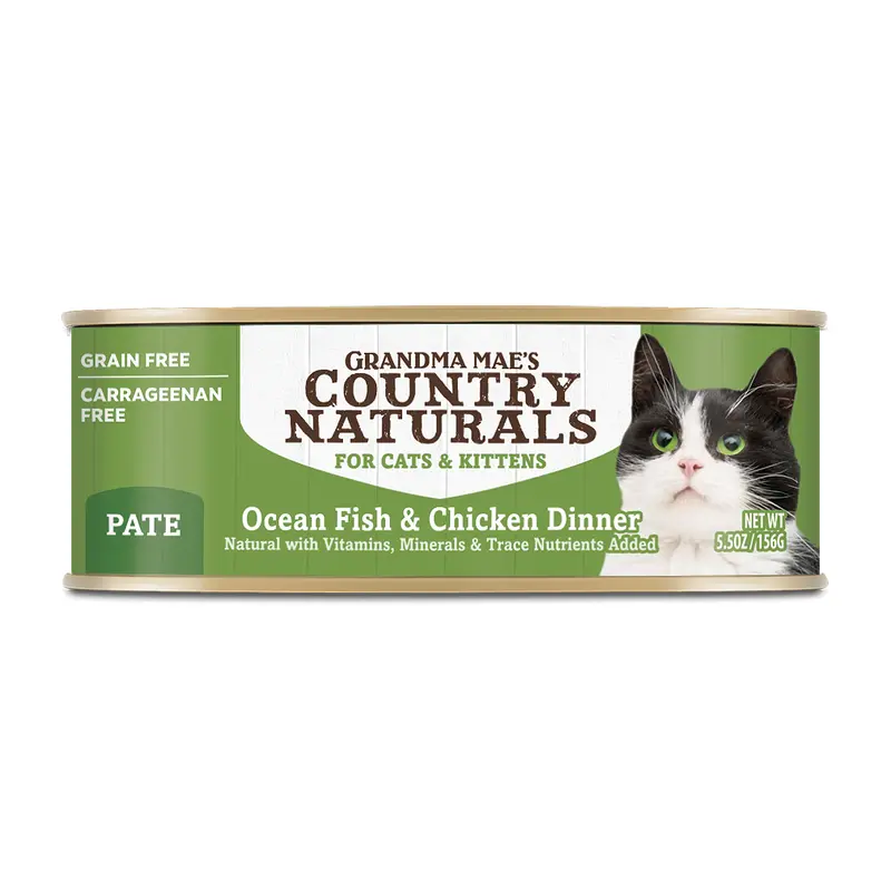 Grandma Mae's Country Naturals Grain Free Wet Cat Food Ocean Fish & Chicken 5.5oz 24pk