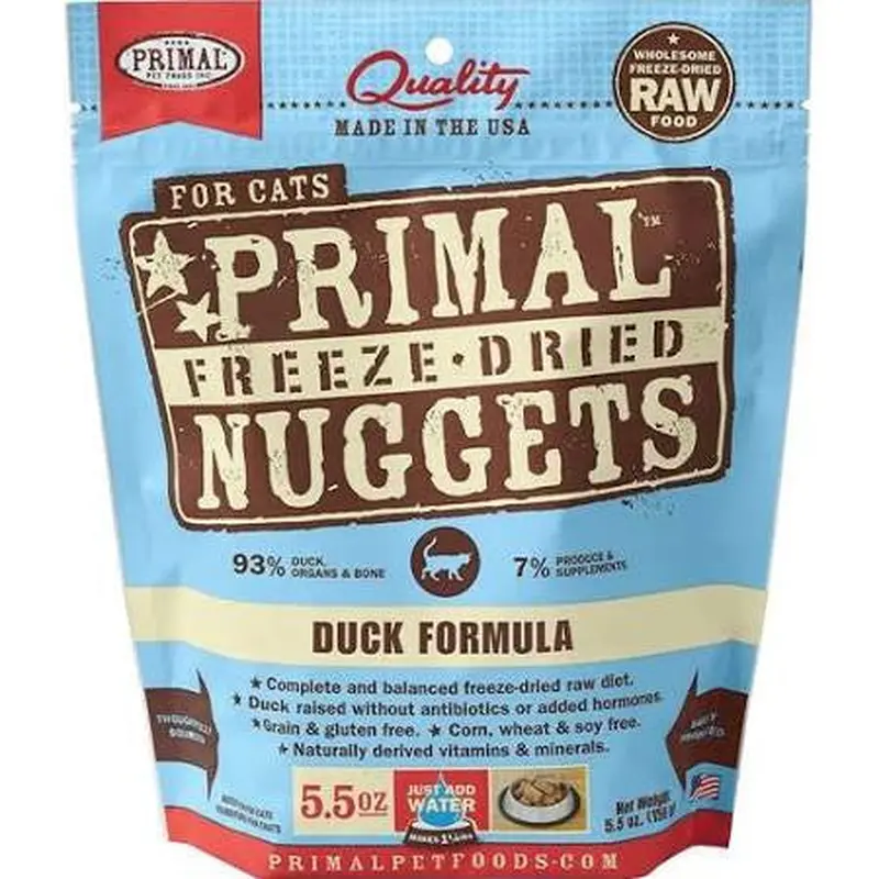 Primal Freeze Dried Nuggets Grain Free Duck Formula Cat Food-5.5-oz-