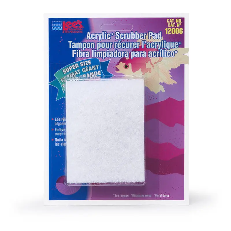 Lees Scrubber Pad for Acrylic Aquariums White 3 in x 4 in Super-Size