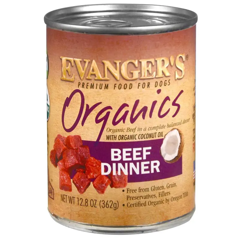 Evanger's Organics Wet Dog Food Beef 12.8oz 12pk