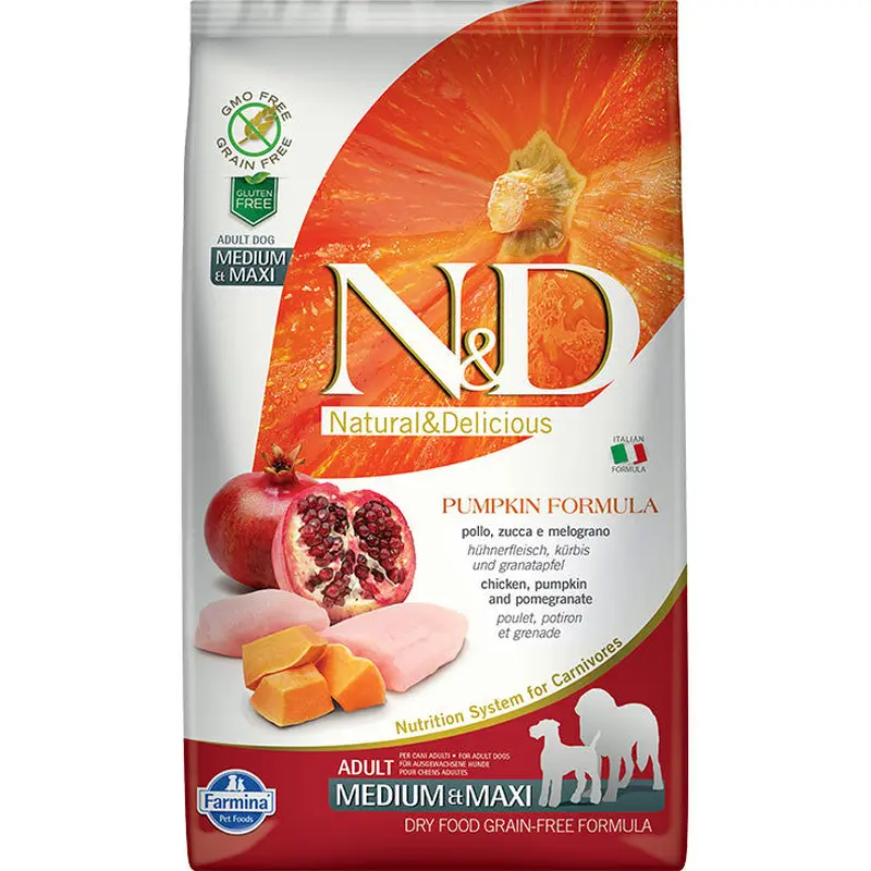 Farmina N&d Grain-free Pumpkin Chicken & Pomegranate Adult Dog Medium & Maxi 5.5lb 