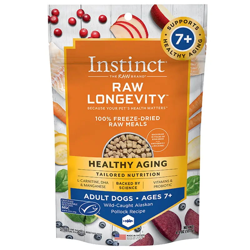 Nature's Variety Instinct Dog Raw Longevity FD Meals Pollock Adult 7+ 4.5 oz