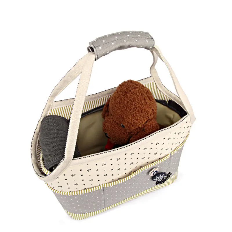 Canvas Pet Carrier Tote with Nautical Design  Breathable & Stylish