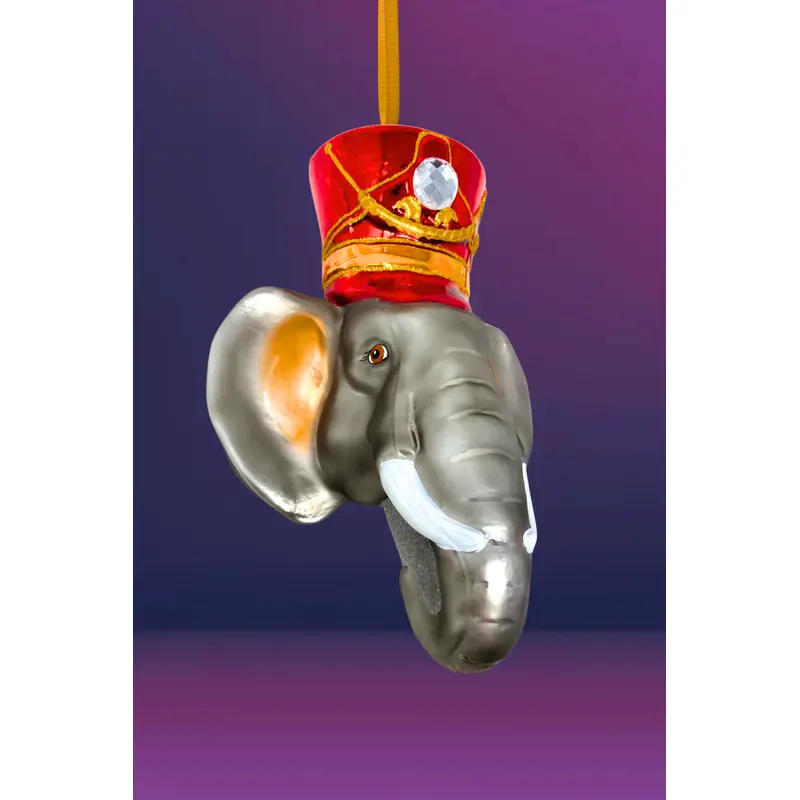 KRG Elephant Head Polish Glass Ornament