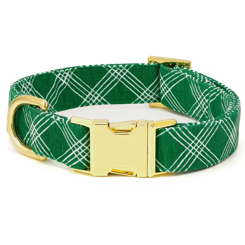 Foggy Dog Emerald Plaid Dog Collar