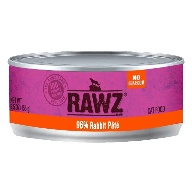 Raws Wet Cat Food 5.5oz Pate 96% Rabbit