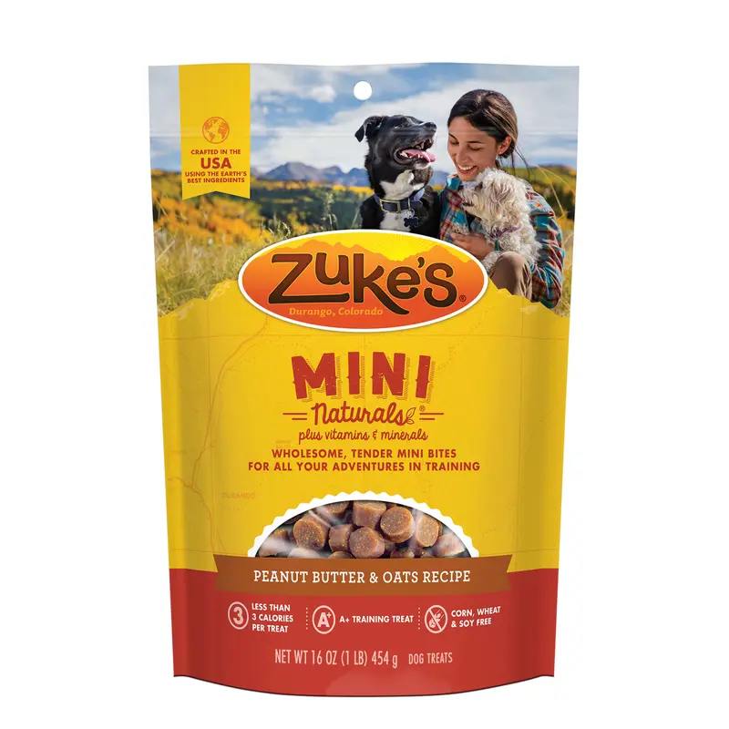 Zuke's Mini Naturals Training Dog Treats Peanut Butter and Oats Recipe - 16 oz Bag