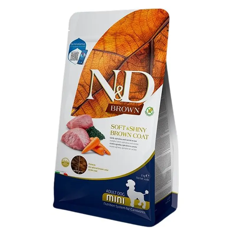 Farmina N&D Brown Coat Mini Dry Dog Food - Lamb, Norwegian Kelp, & Carrot - 4.4lb Bag