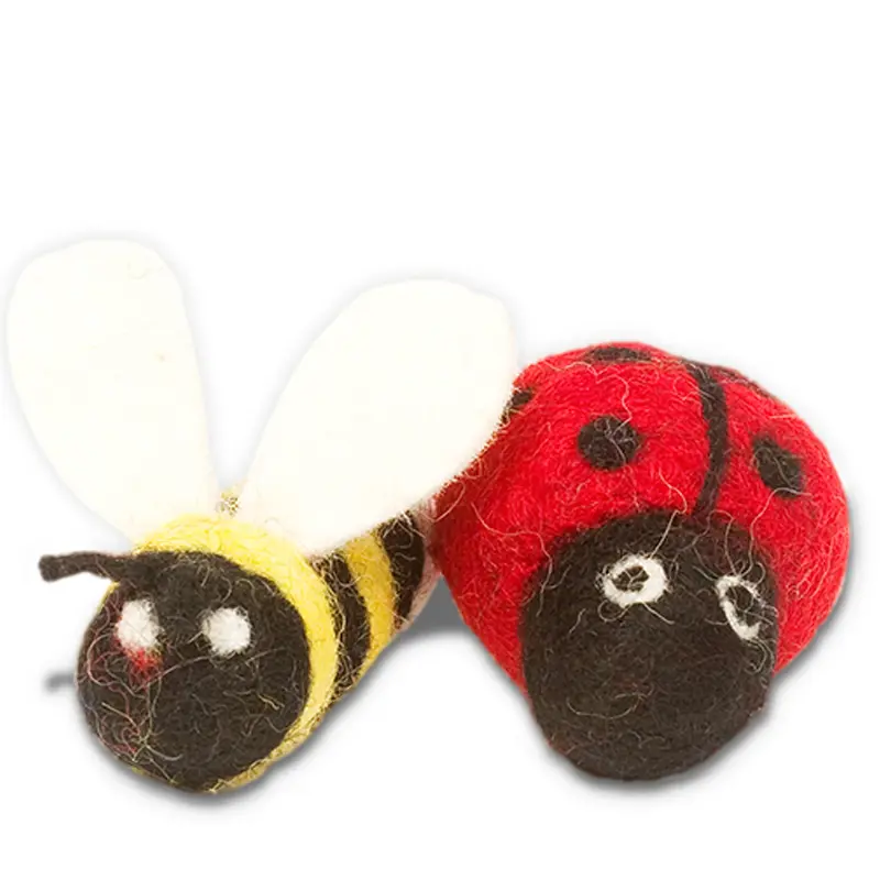 Karma Cat Ladybug & Bee Wool Cat Toys 2 pk