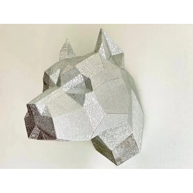 Cubic Pitbull Head Statue