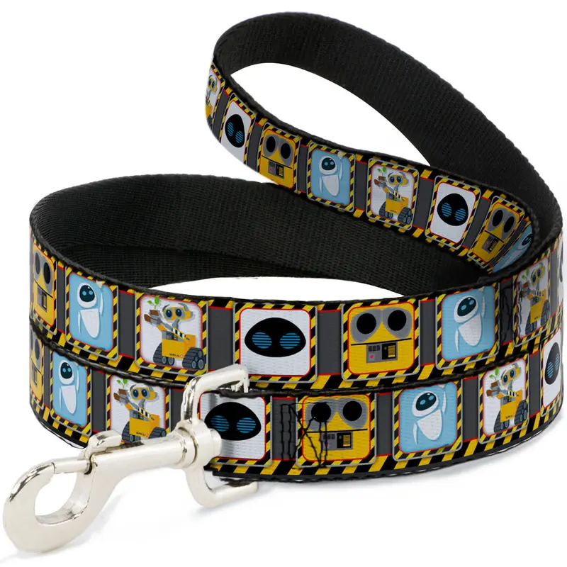 Dog Leash - WALL-E & EVE Pose/Face Hazard Blocks Gray/Yellow/Black