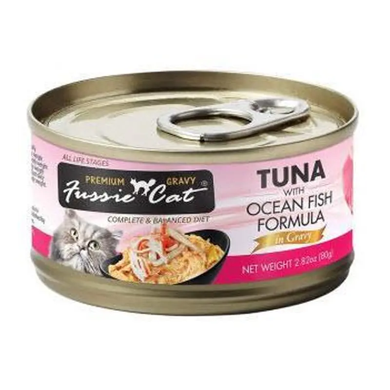 Fussie Cat Premium Tuna w/Oceanfish in Gravy Cat Food 2.82oz Can