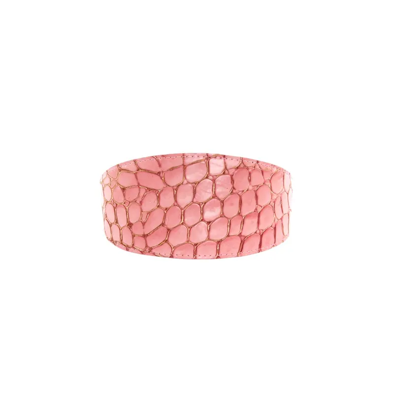 Embossed Belly Side Croc Italian Leather Wide Style Collar