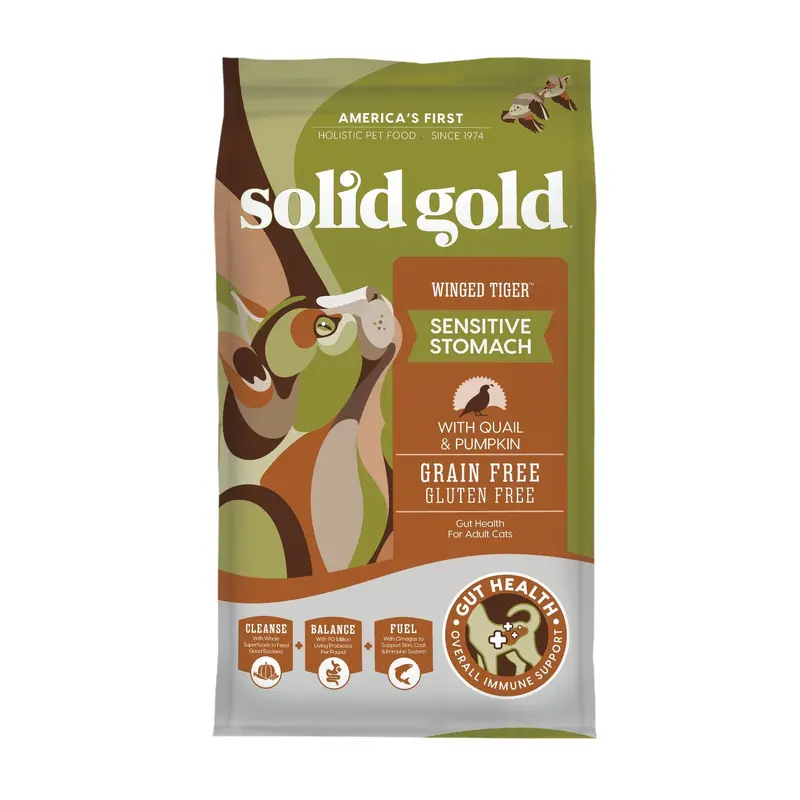 Solid Gold Adult Grain Free Winged Tiger Quail and Pumpkin Cat Food (3lb)