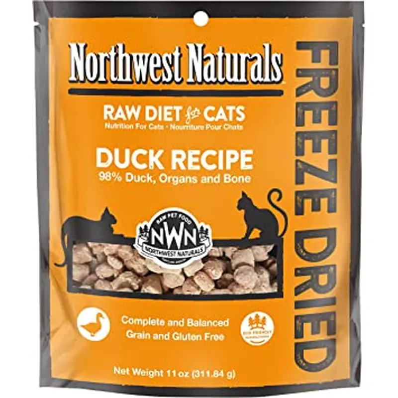 Northwest Naturals Freeze Dried Raw Cat Food Nibbles, 11 Ounces Duck