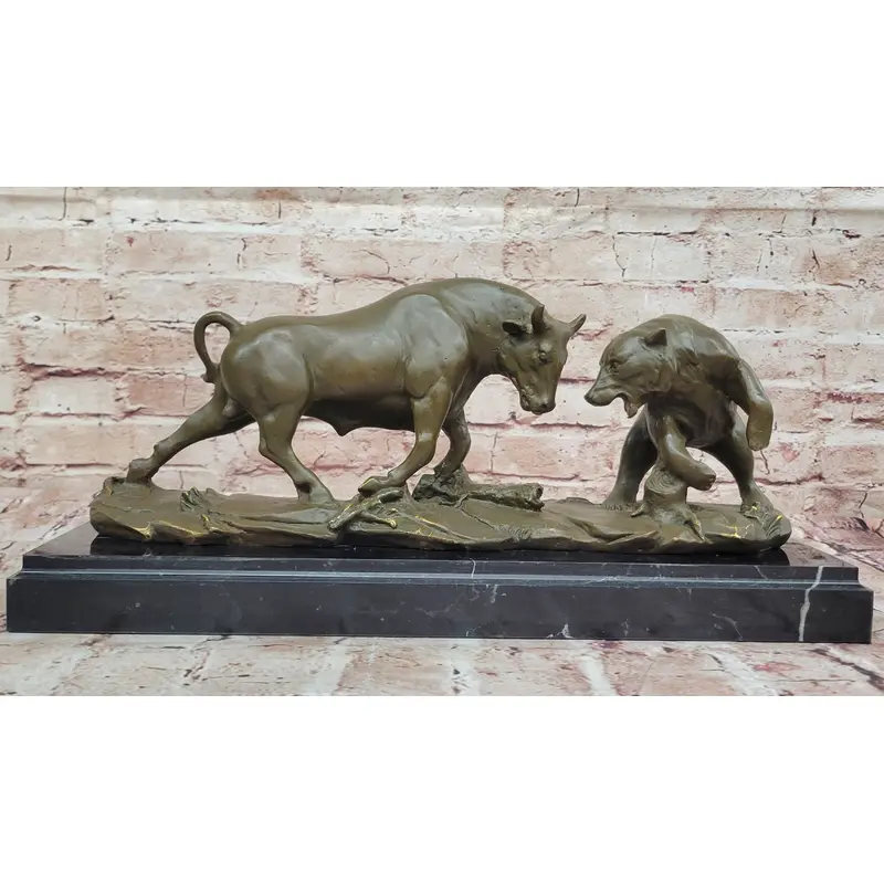 Bull and Bear Bronze Sculpture   Wall Street Market Duel Statue