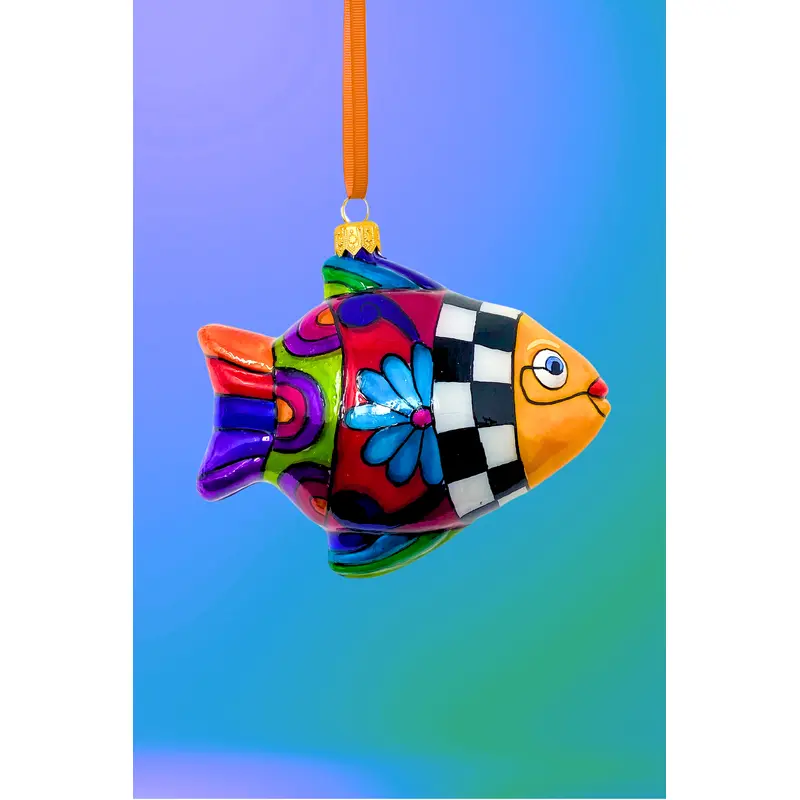 Talavera Fish Polish Glass Ornament