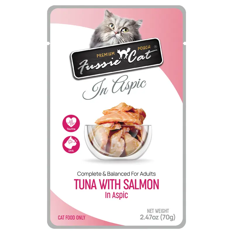 Fussie Cat Premium Tuna w/ Salmon in Aspic Pouch 2.47oz