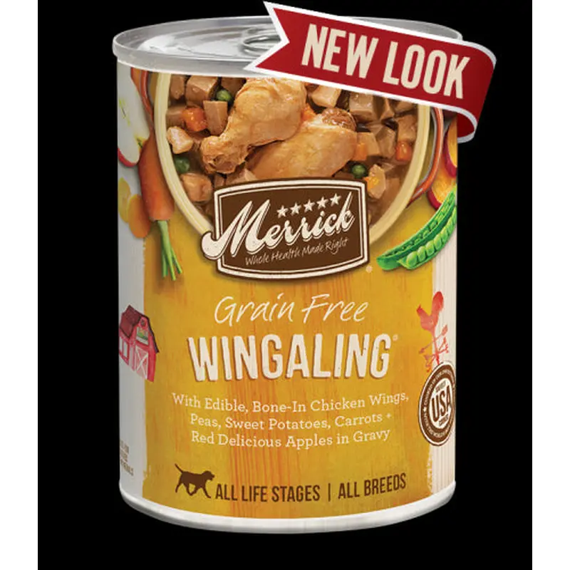 Merrick Wingaling Chicken Wing Sliced Dog Food Grain Free 12.7 oz.