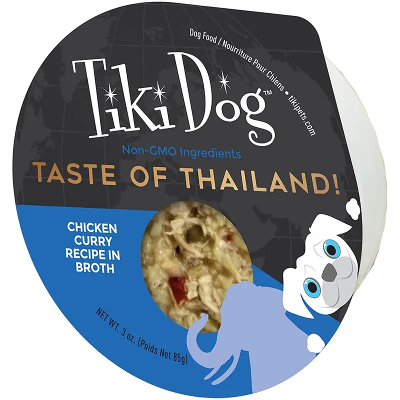 Tiki Dog Taste of the World Wet Dog Food Thailand Chicken 3oz Cup