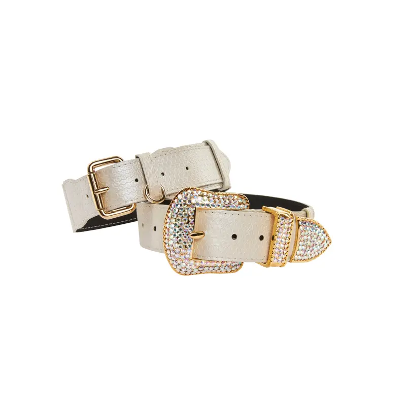 Iridescent Off White Snake Collar With Gold Classic Hardware & Swarovski Hardware Set