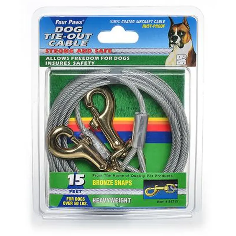 Four Paws Heavy Weight Tie Out Cable Silver 15 Feet