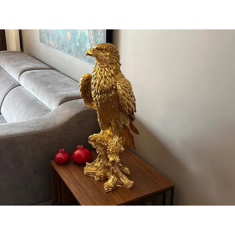 Gold Eagle on Perch Statue