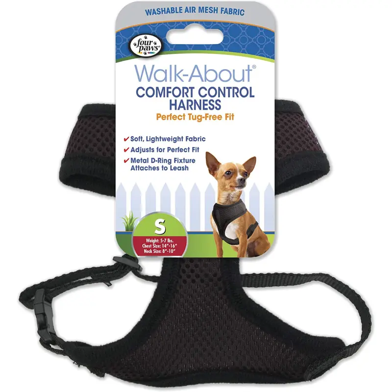 Four Paws Comfort Control Dog Harness, Black, Small