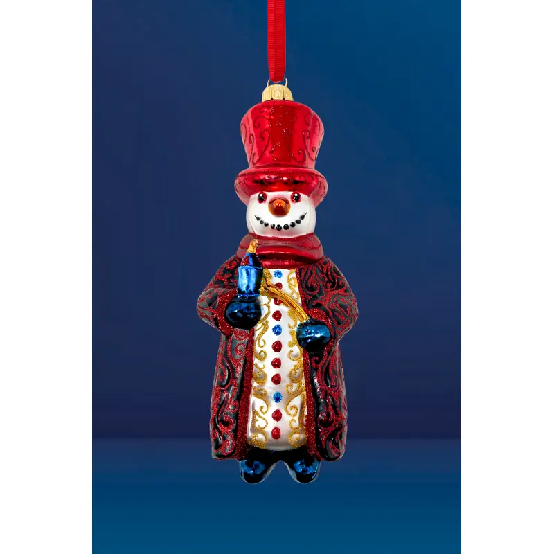 Evening Snow Snowman Glass Ornament