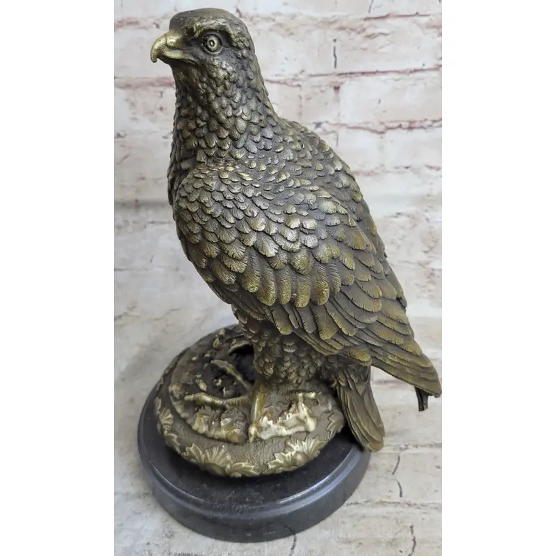 Guardian Eagle Hawk Bird Bronze Statue Sculpture Figure 12" x 9"