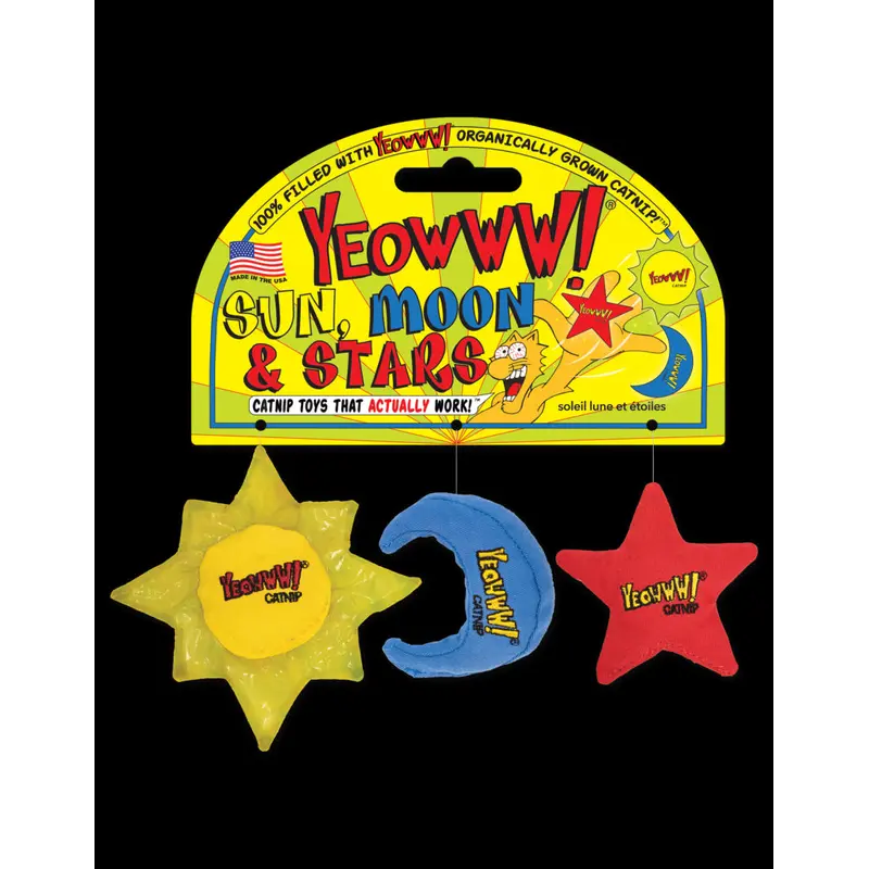 Yeowww! Sun & Moon Star Catnip Cat Toy 3pk