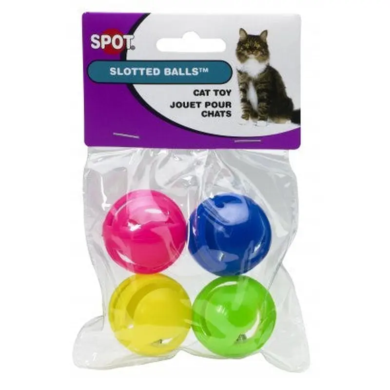 Spot Ethical Pet Cat Toy Slotted Ball, 4Pk