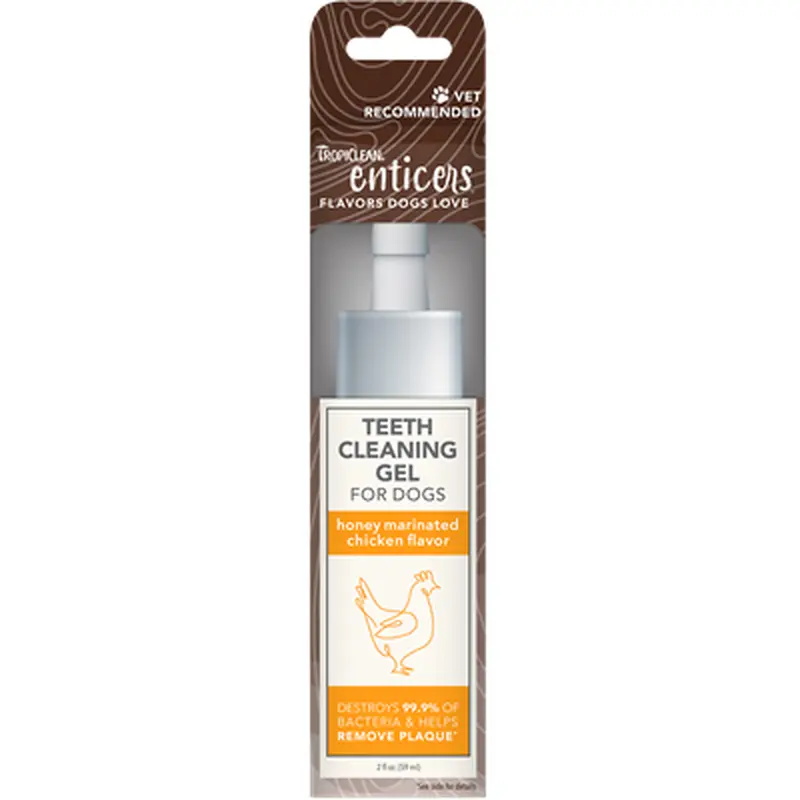 TropiClean Enticers Teeth Cleaning Gel for Dogs - Honey Marinated Chicken Flavor, 2oz