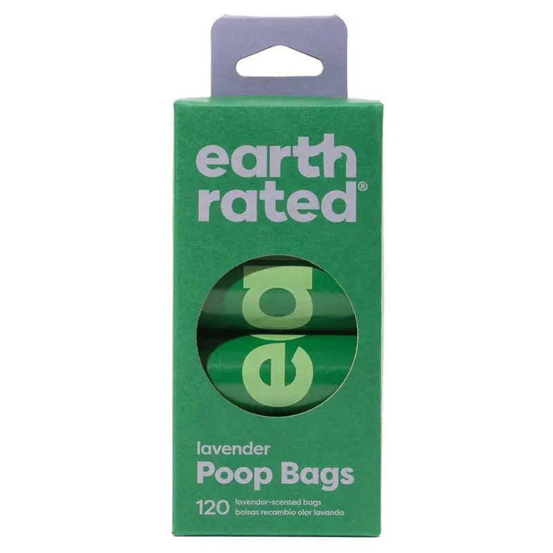Earth Rated Poop Bags on Refill Rolls Scented Lavender 8 Rolls 120 Bags