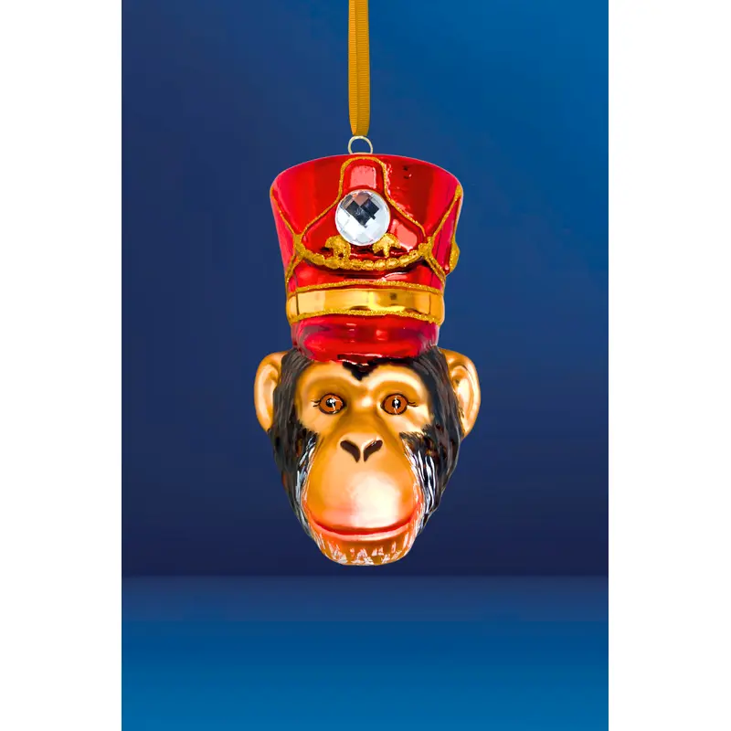KRG Chimpanzee Head Polish Glass Ornament