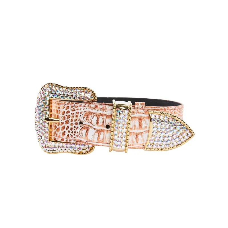 Copper Embossed Croc Italian Leather Swarovski Crystal Collar