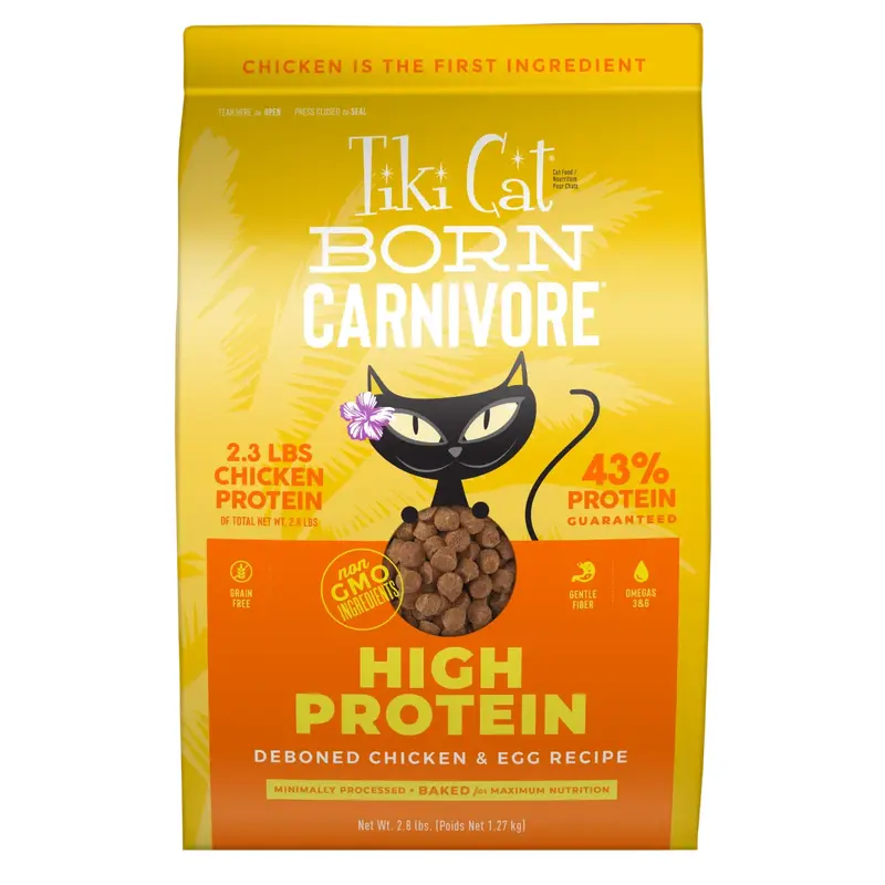 Tikicat Adult Born Carnivore Chicken and Egg Dry Kibble (2.8lb)
