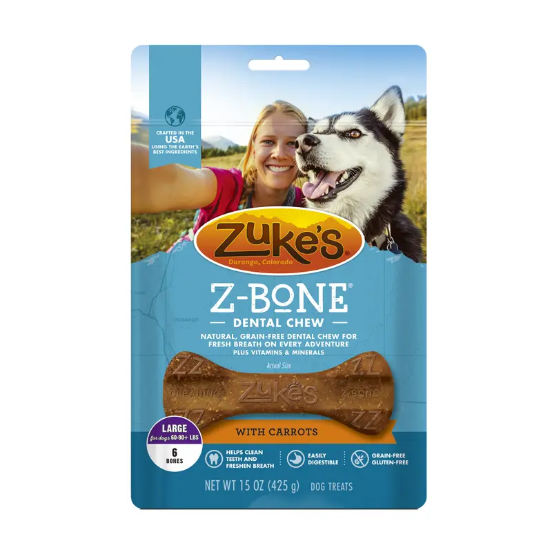 Zukes Z-Bones Grain Free Clean Carrot Crisp Dental Dog Treats