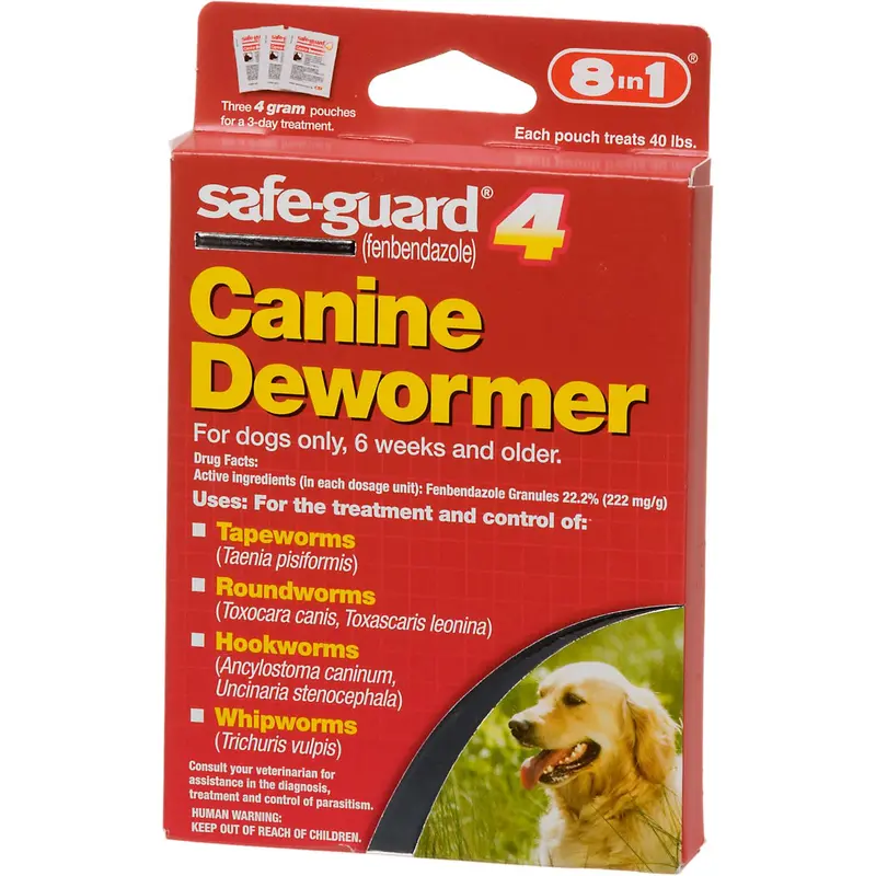 SafeGuard Panacur (fenbendazole) K9 Dogs 40 lbs 4gm 3-Pack Dose All Wormer