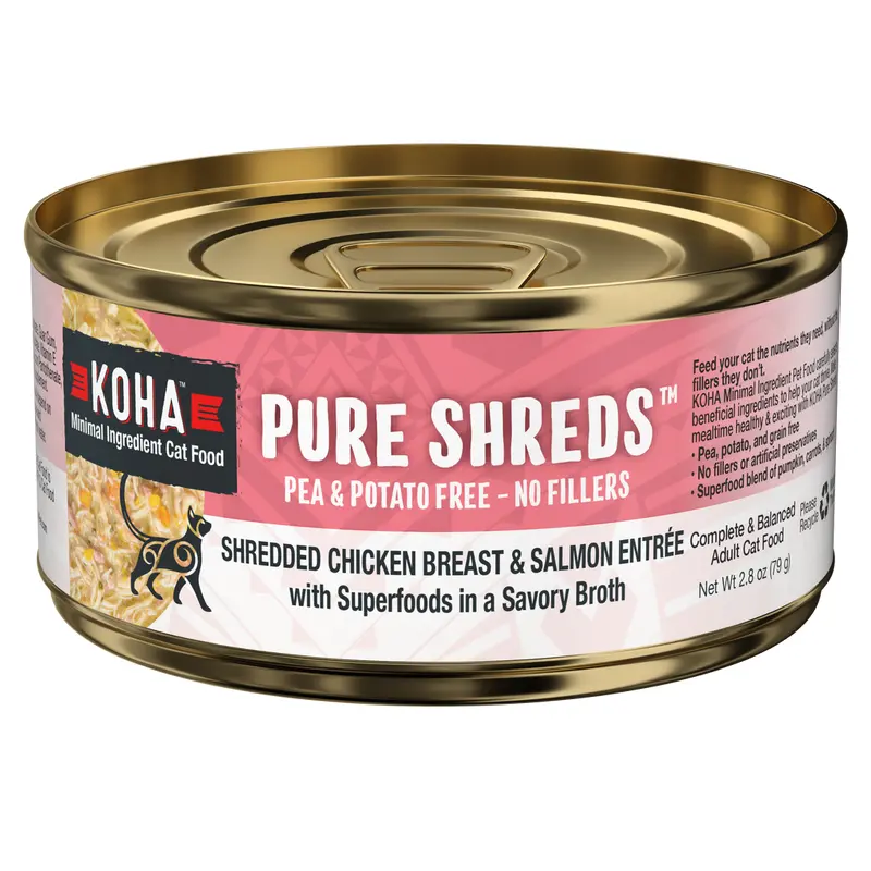 Koha Wet Cat Food 2.8oz Shredded Chicken and Salmon