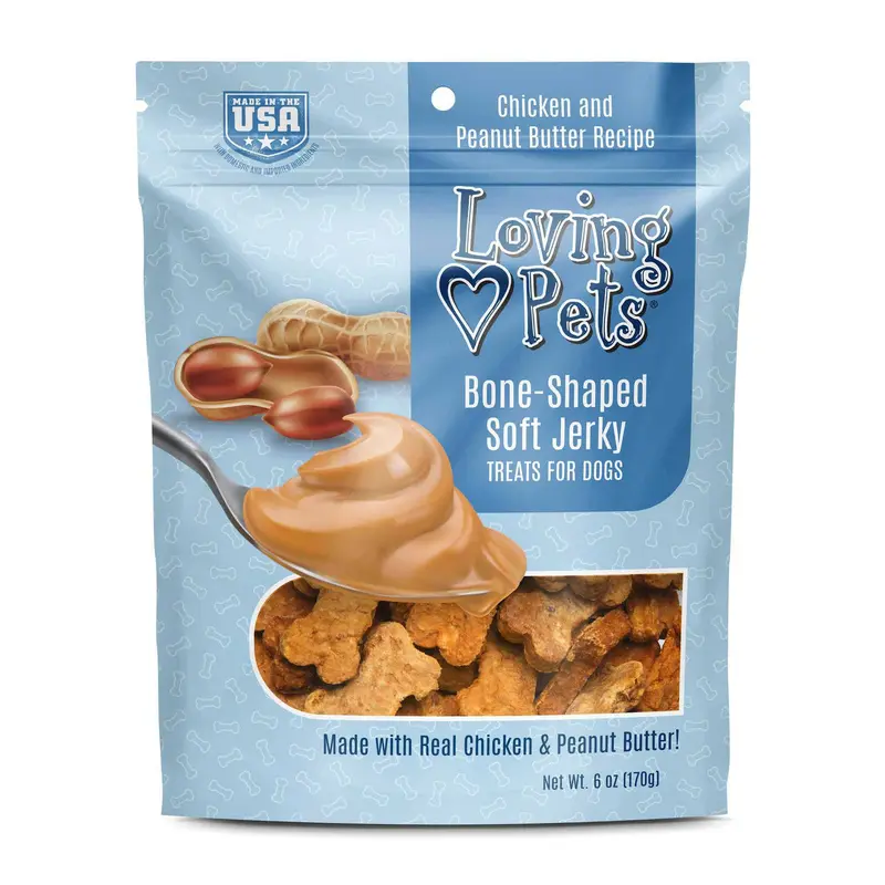 Loving Pets Soft Jerky Peanut Butter & Chicken Dog Treats (6oz)