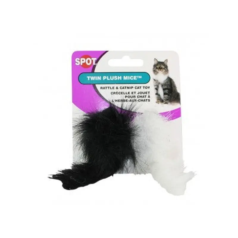 Spot Ethical Pet Cat Toy Twin Plush Mice Rattle & Catnip, 2Pk