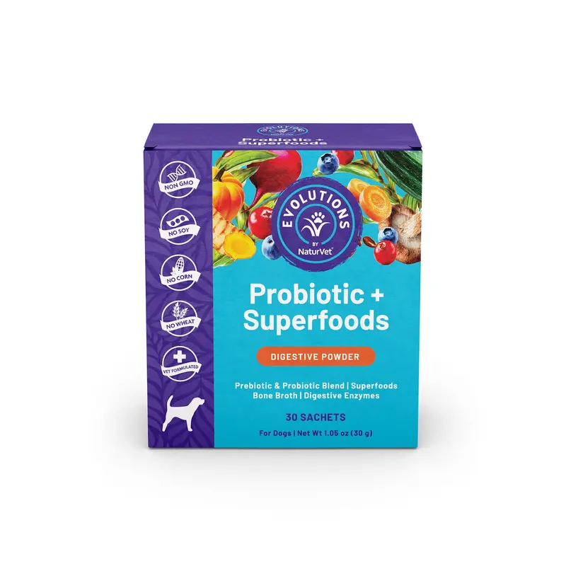 NaturVet Evolutions Probiotic + Superfoods Digestive Powder 30 Sachets Dogs