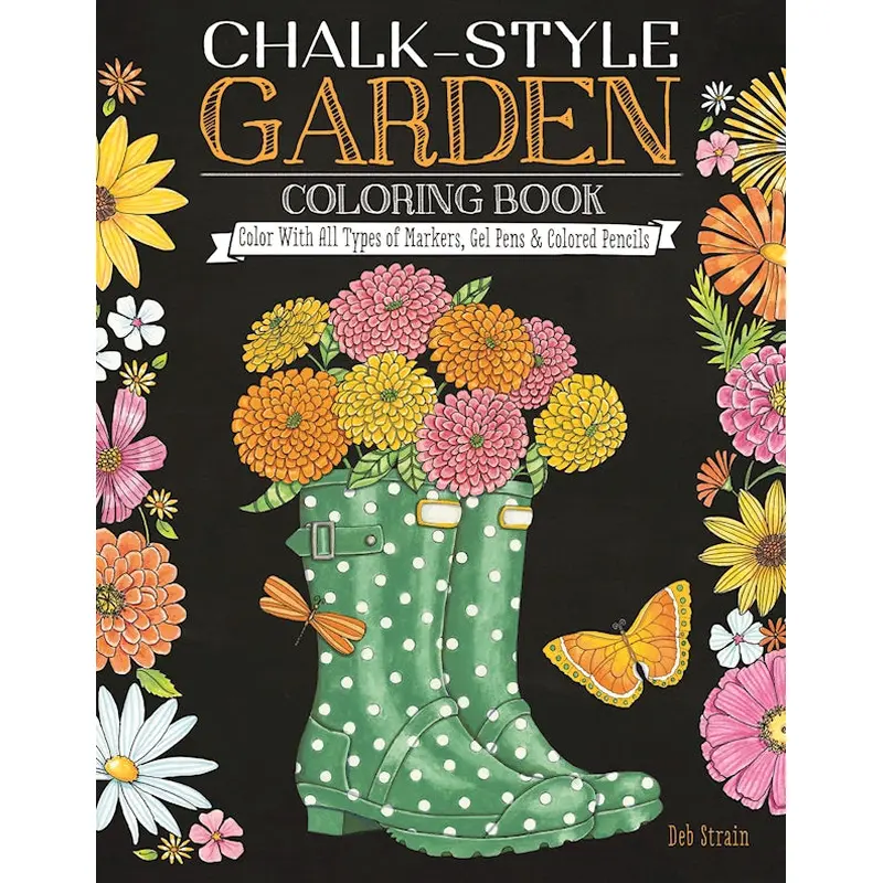 Chalk-Style Garden Coloring Book