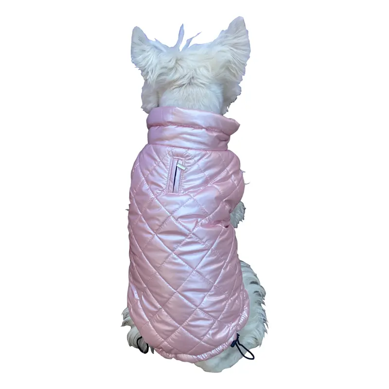 Coco Puffer Diamond Quilted Coat, Pearl PInk